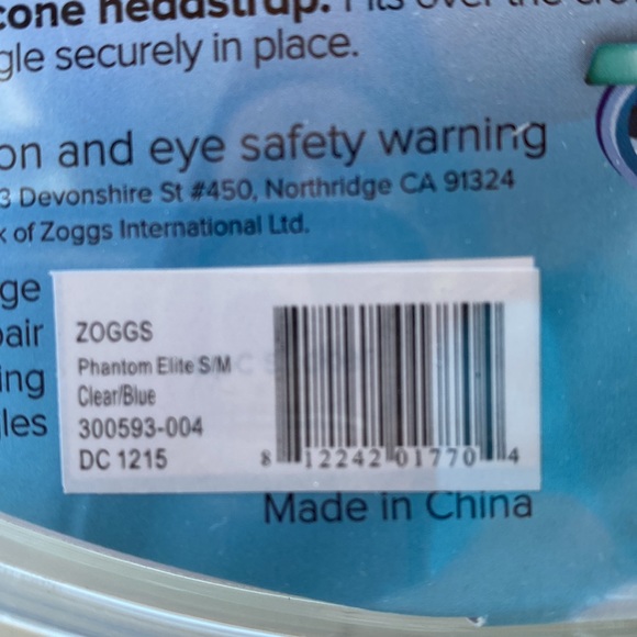 Zoggs Phantom Elite Swim Googles 1 pair Size S-M Color Clear/Blue - Picture 3 of 4